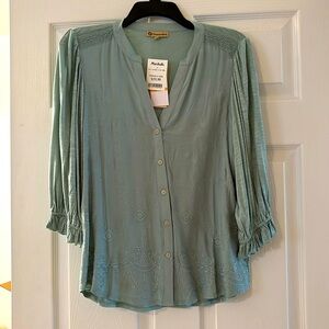 Embroidered button down blouse